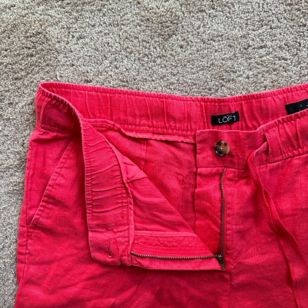Loft Pants Womens Large 38x29 Marisa 100% Linen Pink Wide Leg Ann Taylor - Picture 4 of 13